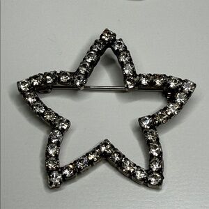 Vintage old bright stone Rhinestone Sparkling Star Brooch pin